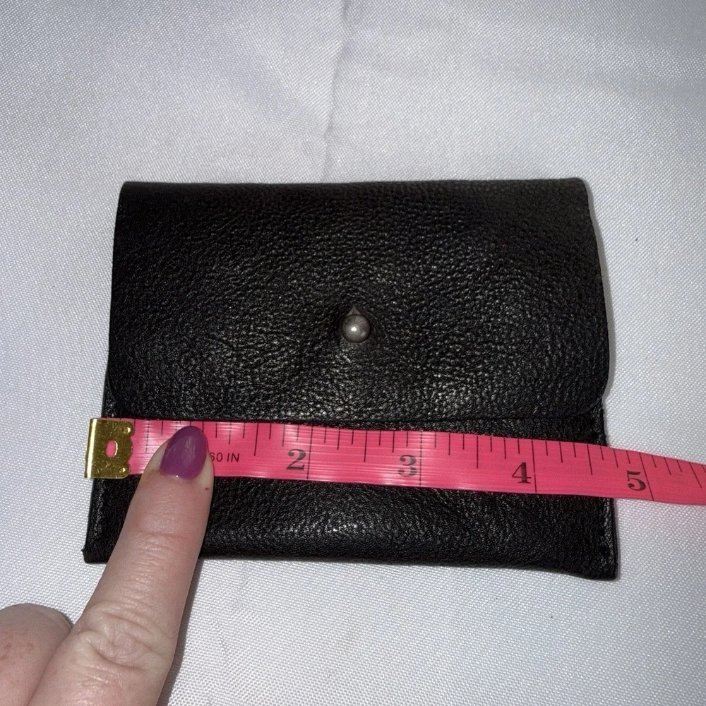 Free People Pulito Mini Wallet Leather Handmade Bi-Fold Pouch Black